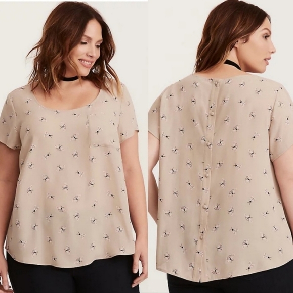 torrid Tops - Torrid Flying Moth Georgette Button Back